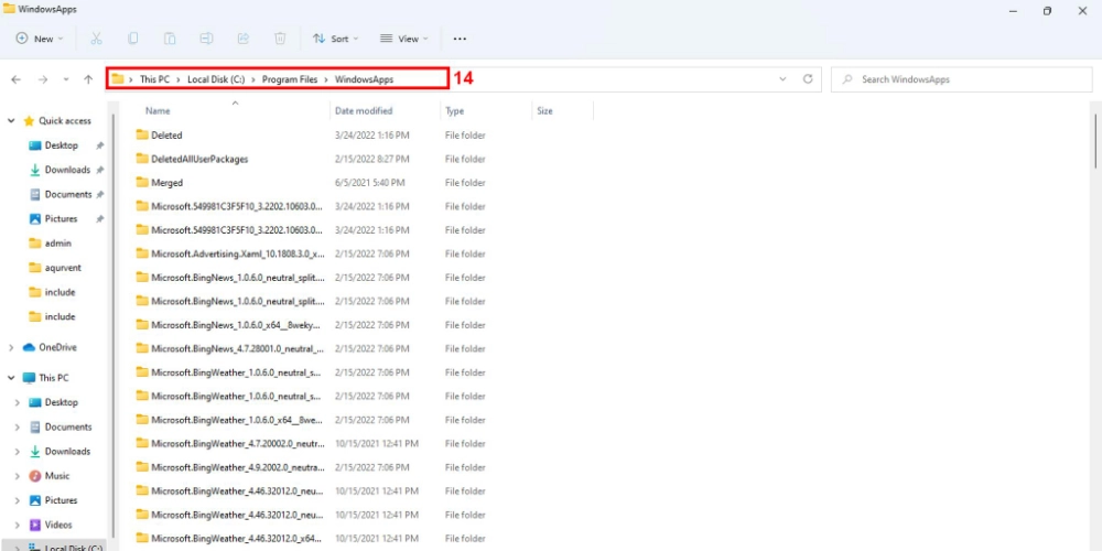 打開的 Windows 應用程序文件夾