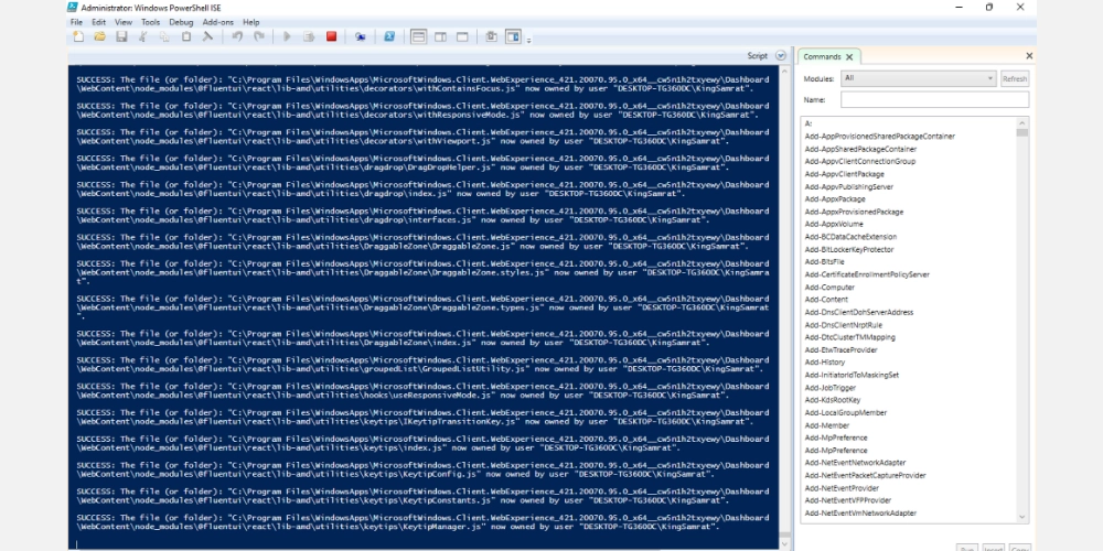 在 Powershell 中完成將所有權轉移給管理員