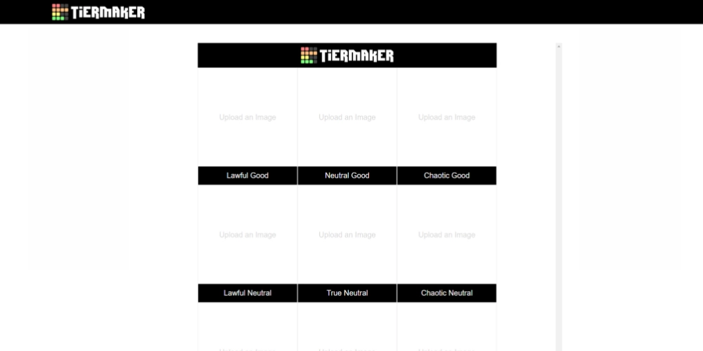 Tiermaker Şablon Görünümü