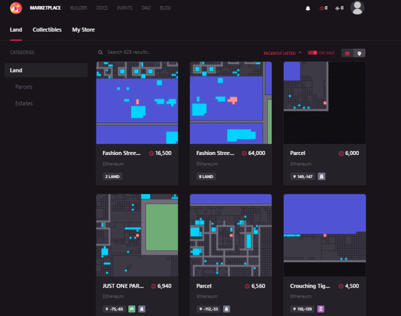 metaverse'de arazi satın almak için merkezsiz pazar yeri