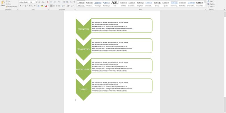 Wordtemplatesçevrimiçi SWOT şablonları