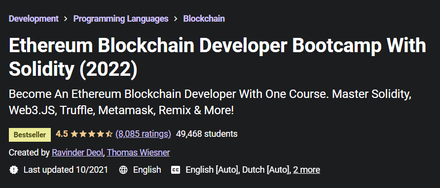 Ethereum Blockchain Geliştirici Eğitim Kampı
