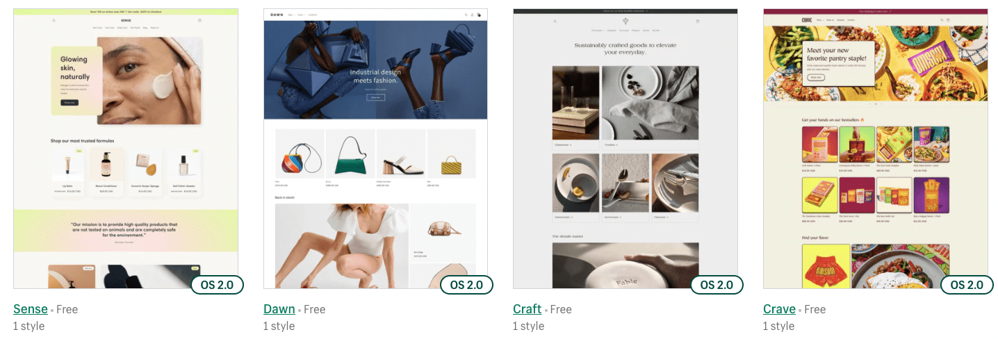 免费 Shopify 主题的集合