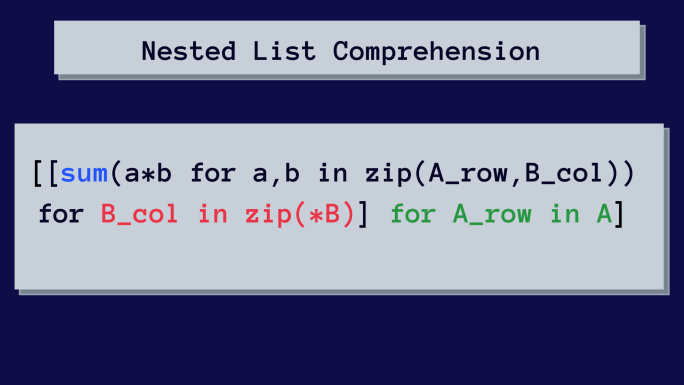 nested-list-comprehension-matrix-multiply. متداخلة-قائمة-فهم-مصفوفة-مضاعفة