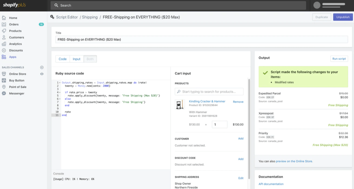 使用 Shopify Plus 的脚本