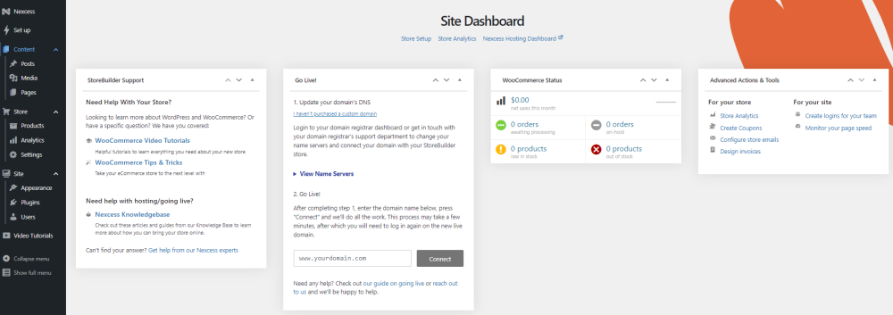 Wordpress admin storebuilder