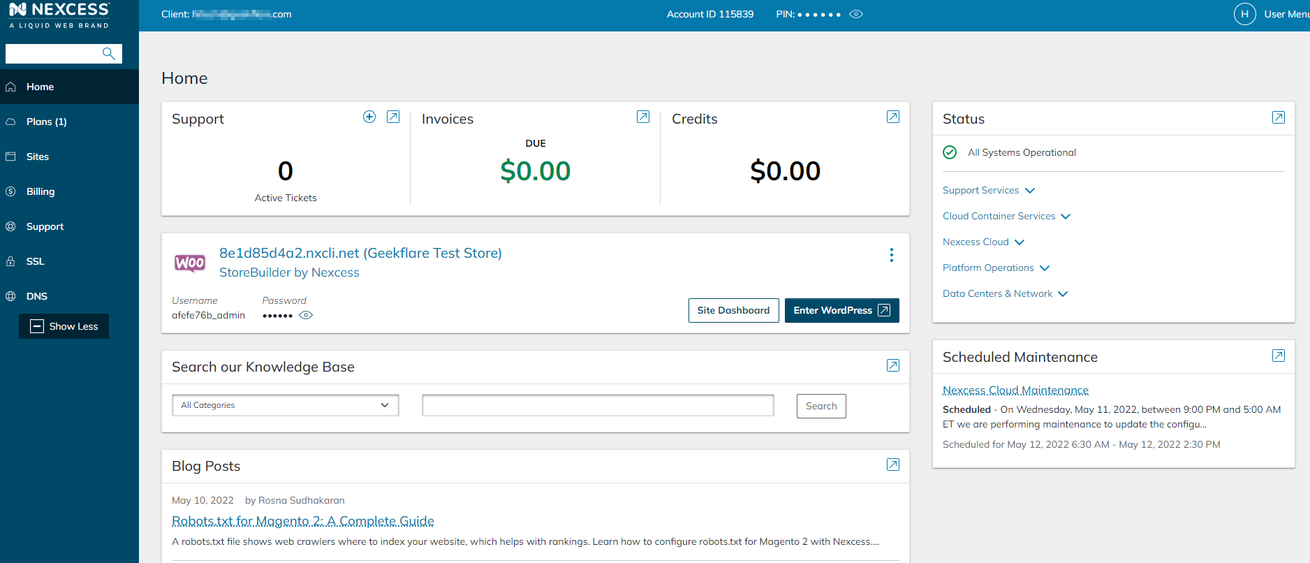 nexcess storebuilder لوحة تحكم المستخدم
