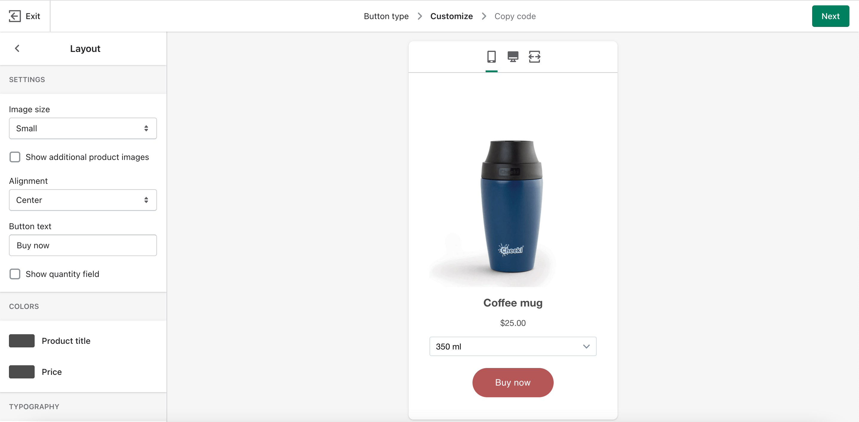 Agregar un botón de compra de Shopify