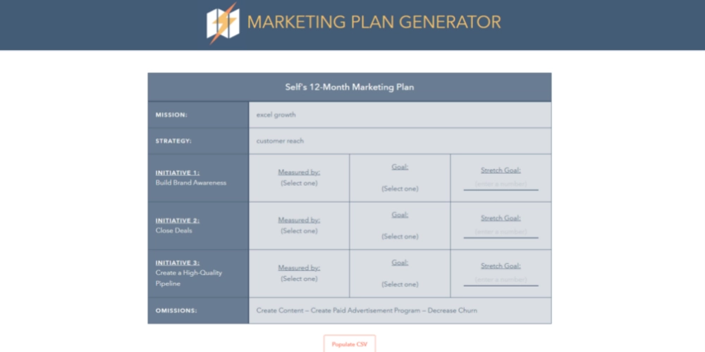 منشئ خطة التسويق HubSpot