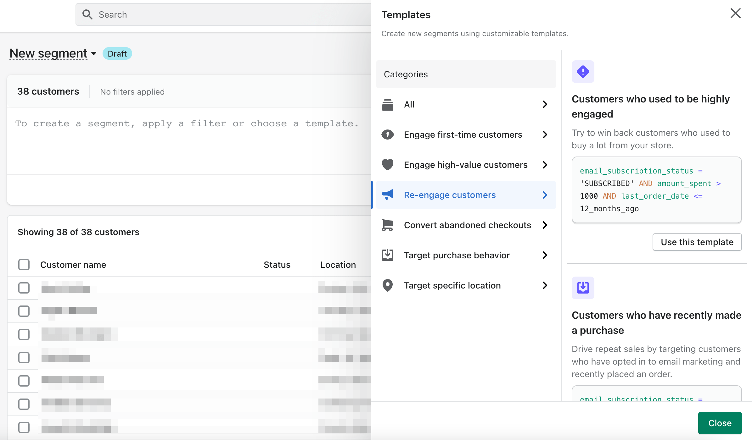 Shopify 中的细分模板