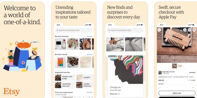 Etsy 的 iOS 卖家应用的屏幕截图