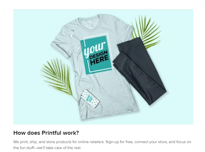 Printful 按需打印产品样品的屏幕截图