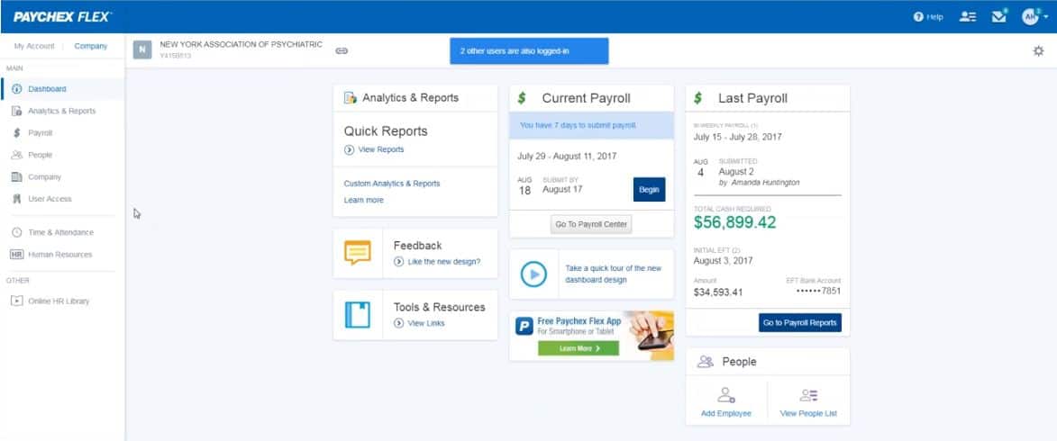 dashboard di paychex