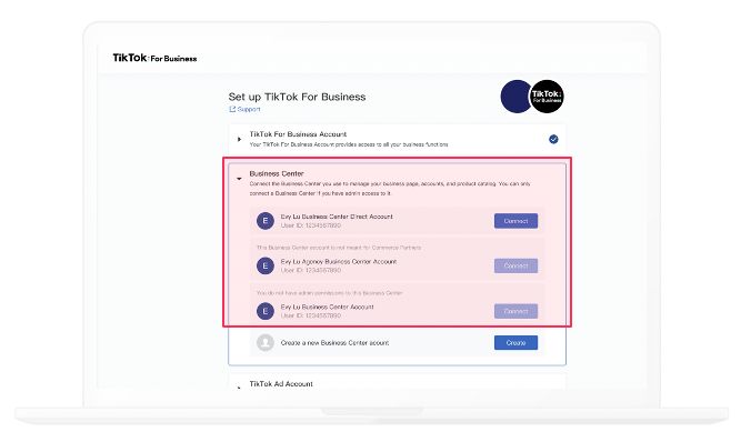 连接 TikTok Business Center 和 TikTok 广告，用于 Square 在线 TikTok 集成。