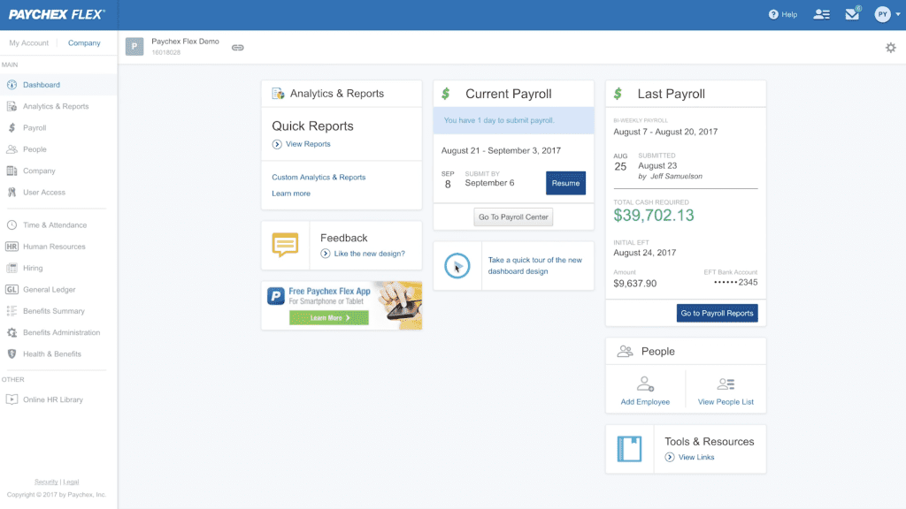 لوحة القيادة paychex