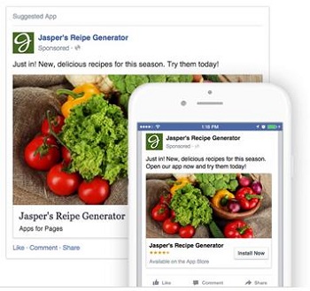 anúncios de aplicativo do facebook