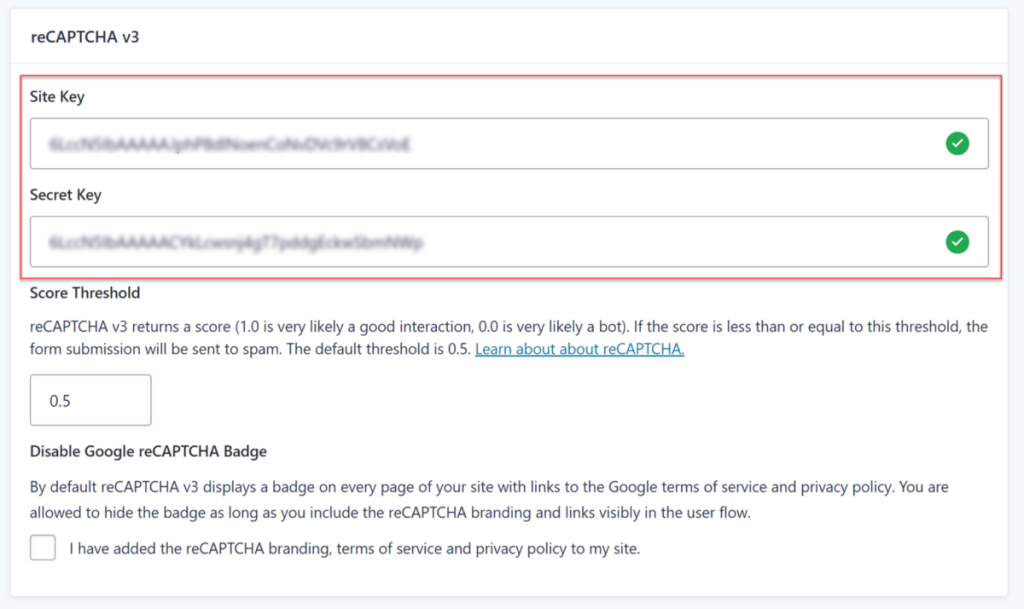 Strona RECAPTCHA v3 i tajne klucze