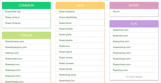Name Mesh Results