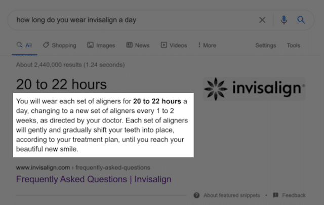 Întrebări frecvente Invisalign Rezultat de fragmente recomandate