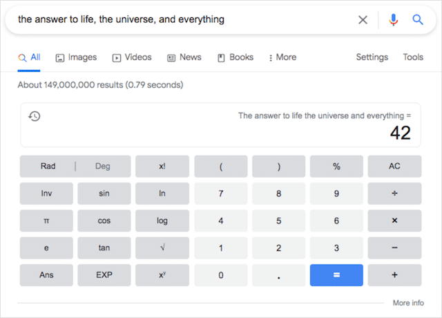 Google Search Trick La risposta alla vita