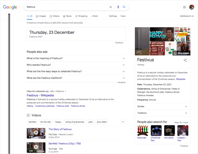 Google Search Trick Festivus