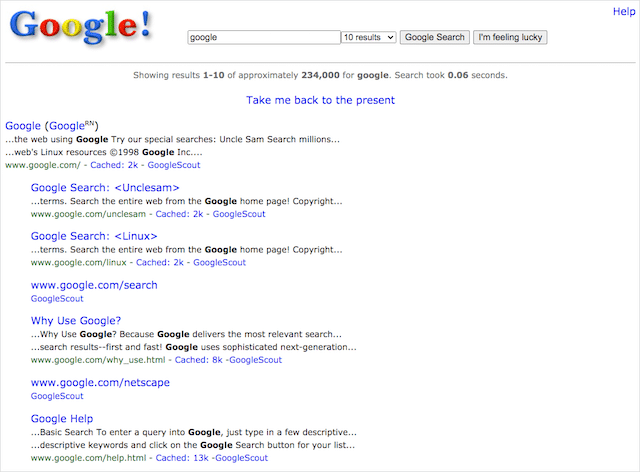Trucco di ricerca di Google 1998