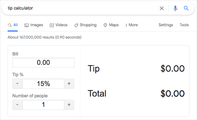 Calcolatore di trucchi per la ricerca di Google