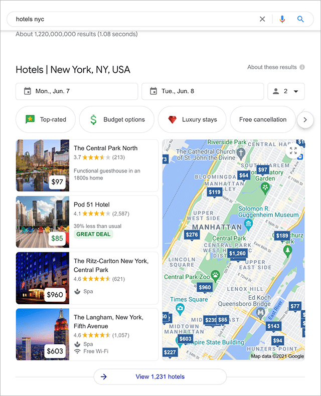 Пример пакета SERP Hotel