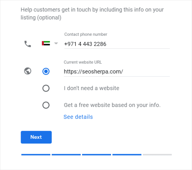Добавить контактную информацию в Google My Business