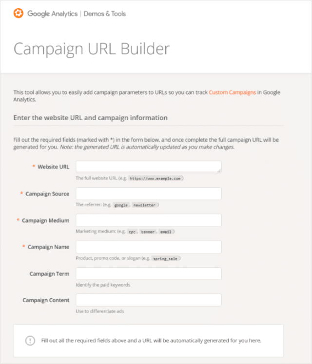 Конструктор кампаний Google Analytics UTM