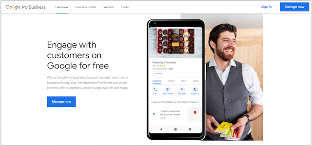Страница входа в Google Мой бизнес