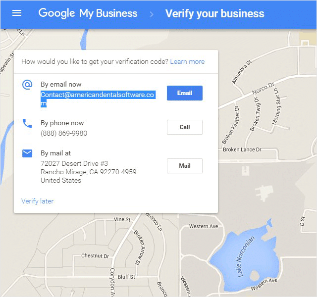 Подтверждение электронной почты Google Мой бизнес