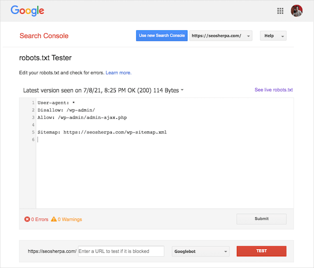 Инструмент тестирования robots.txt