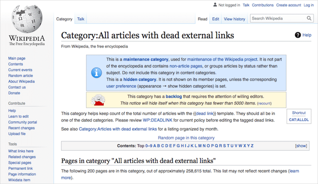 Kategoria Dead Link w Wikipedii
