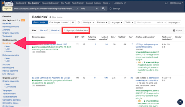 Broken Links AHrefs