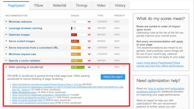 تأجيل تحذير تمرير JavaScript GT Metrix