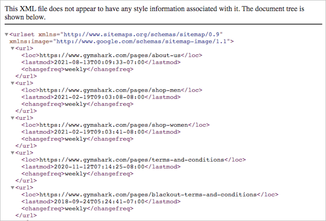 Przykład mapy witryny XML