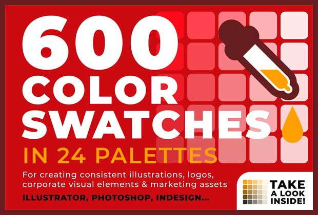 600 Farbfelder in Paletten für Procreate