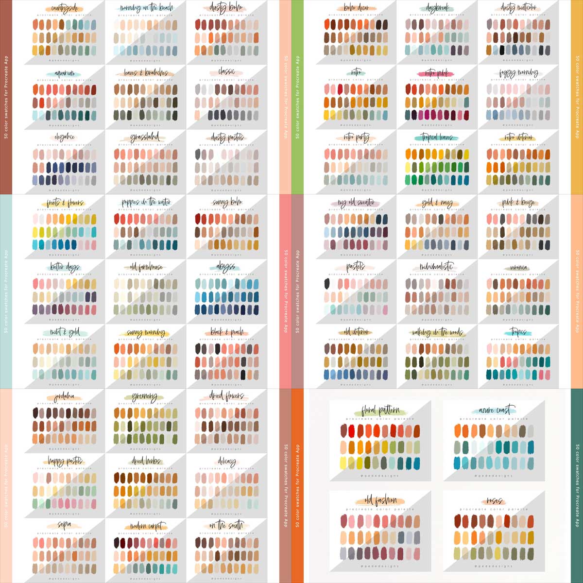 50 Procreate-Farbpaletten-Bundle