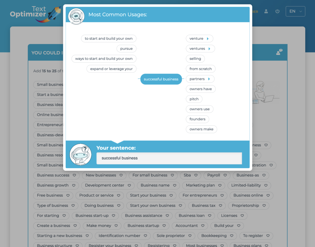 Keyword-Recherche mit TextOptimizer