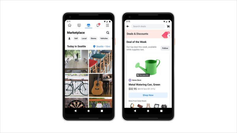 Мобильная версия Facebook Marketplace