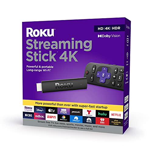 Roku 流媒体棒 4K 2021 |带有 Roku 语音遥控器和电视控制的流媒体设备 4K/HDR/杜比视界