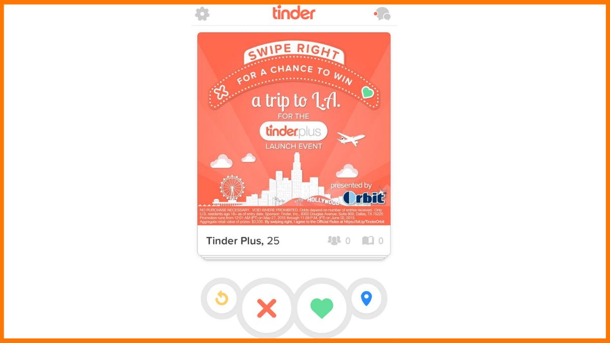 Perfil patrocinado pelo Tinder