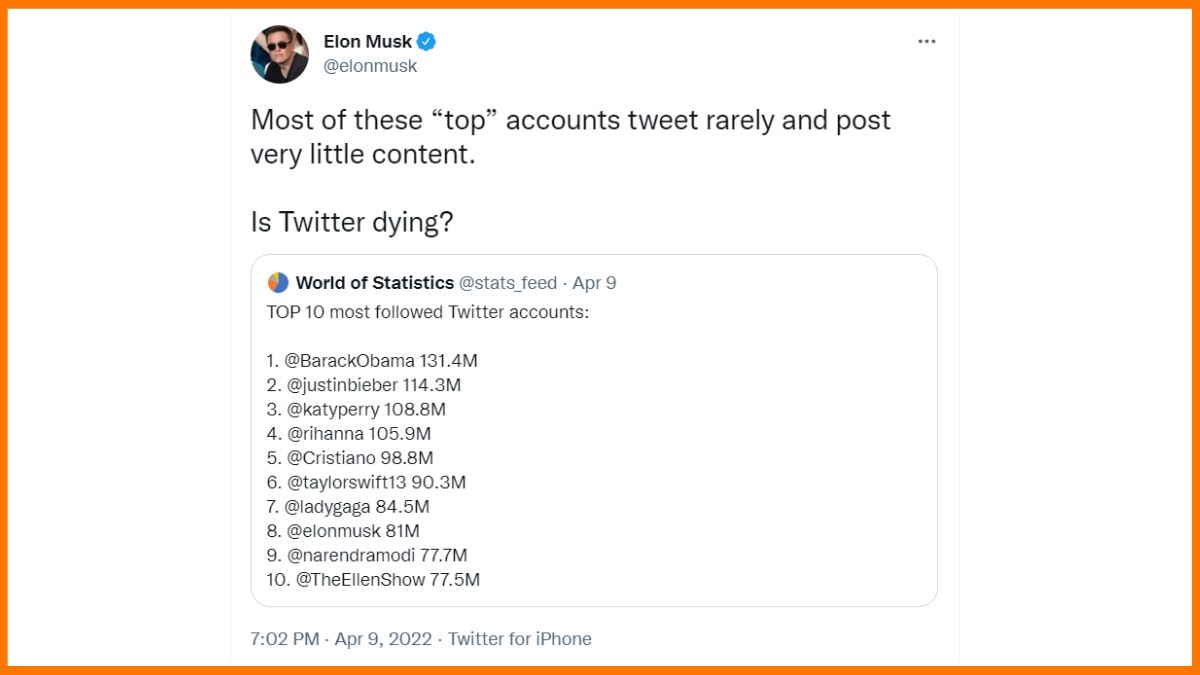 Elon Musk 상위 계정 트윗
