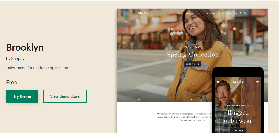 Tema de Shopify gratuito de Brooklyn