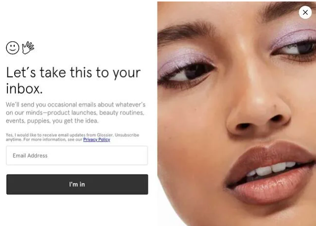 CTA 예시 Glossier 홈페이지