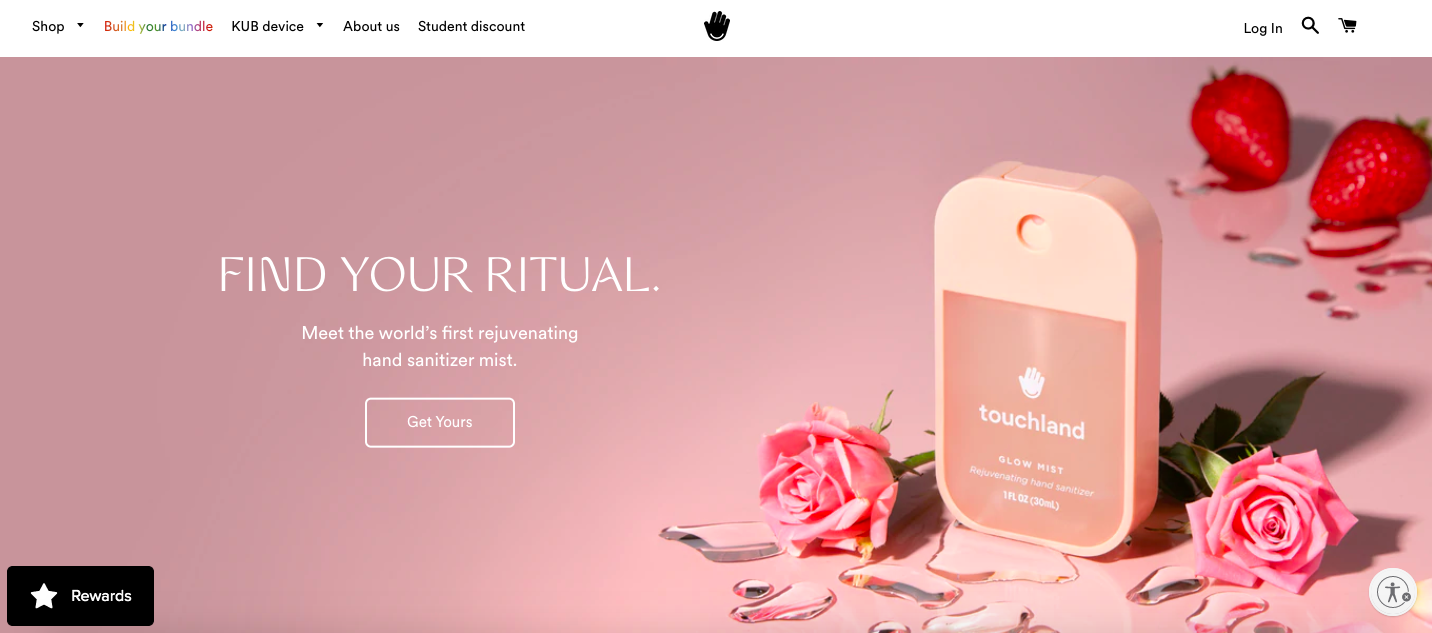CTA 예시 Touchland 홈페이지