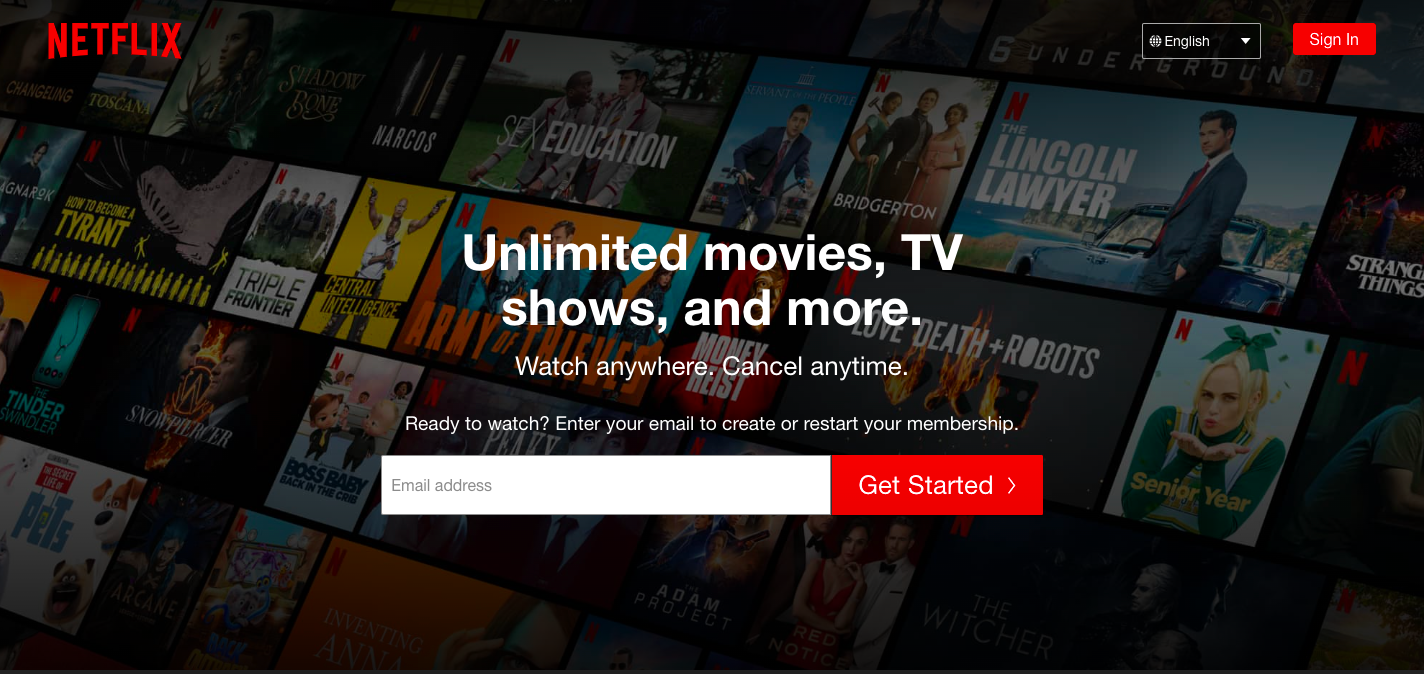 CTA 예제 Netflix 홈페이지