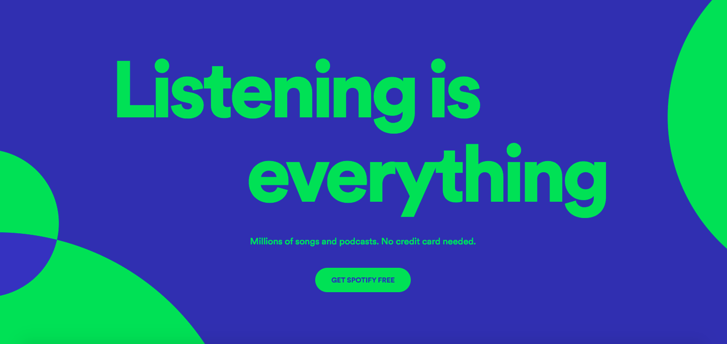 CTA 예시 Spotify 홈페이지