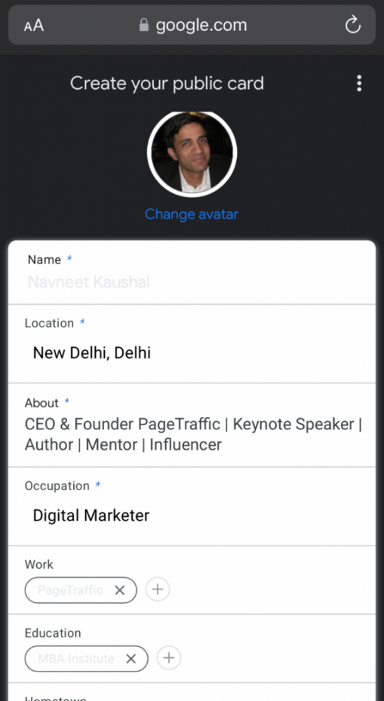 검색에 나를 추가: Google 피플 카드 4를 만드는 방법 Google People Card